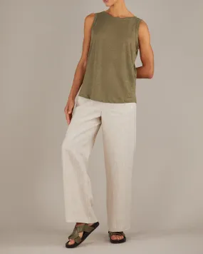 Aceline Linen Jersey Tank - Khaki