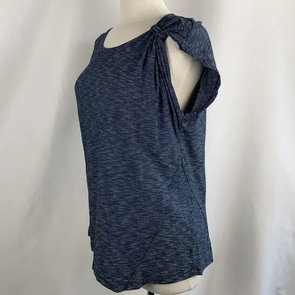 Anthropologie Blue Twist Shoulder Top