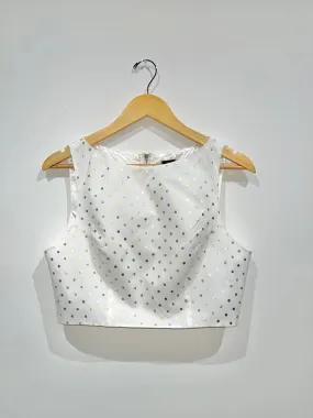 ANYA White Gold Polkadot Top