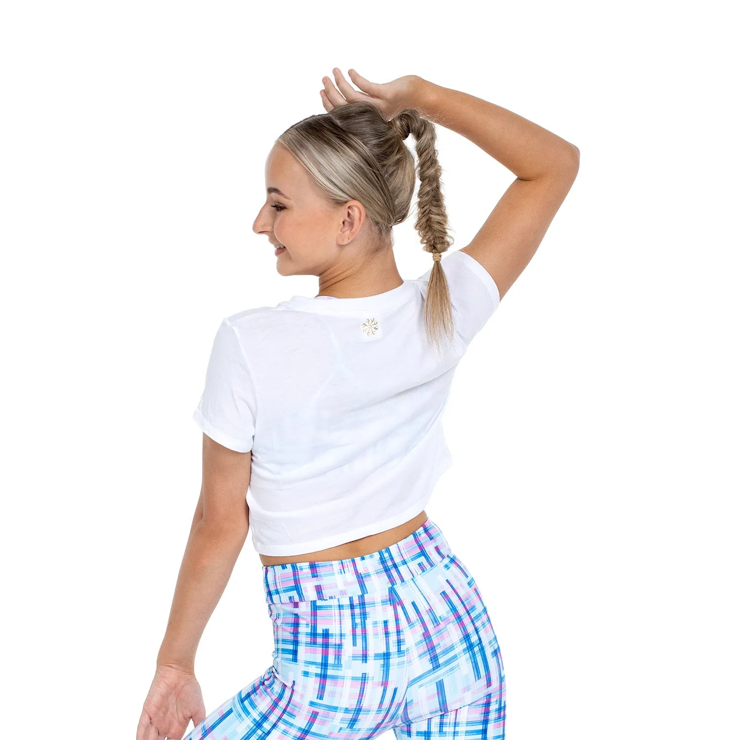 Ashley: 'Dance Fit' Print Boxy Crop Tee