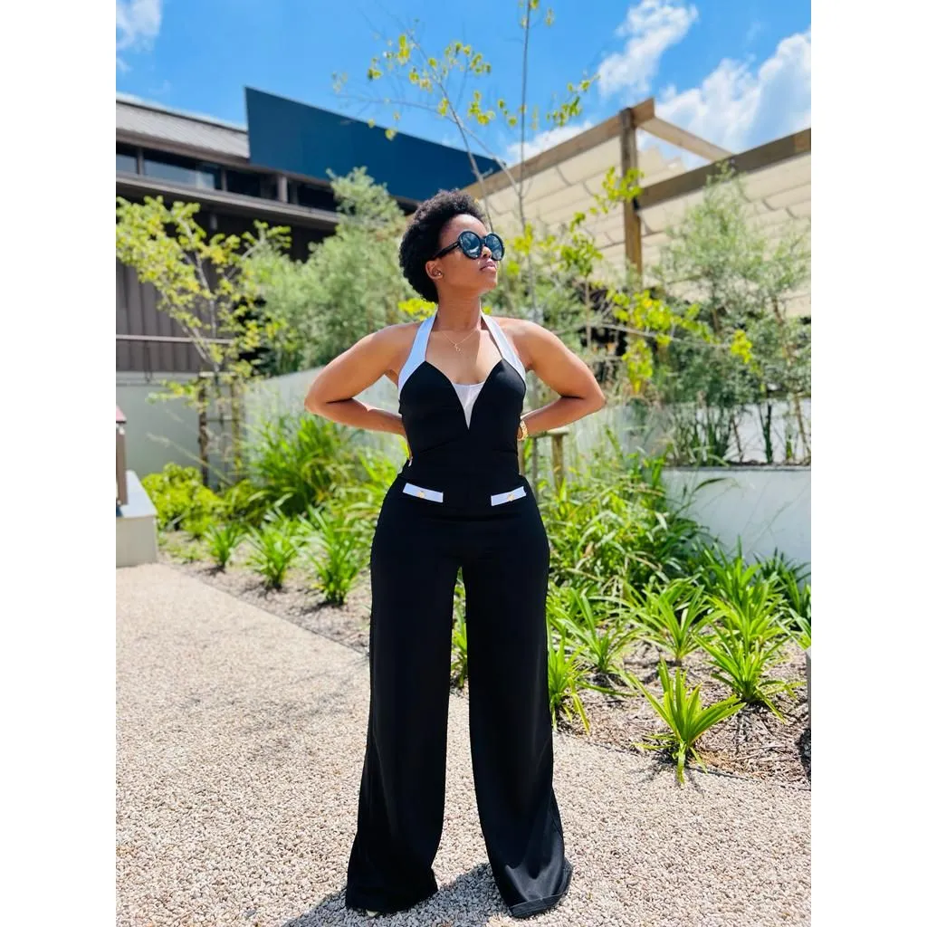 Backless Solid Color Jumpsuit