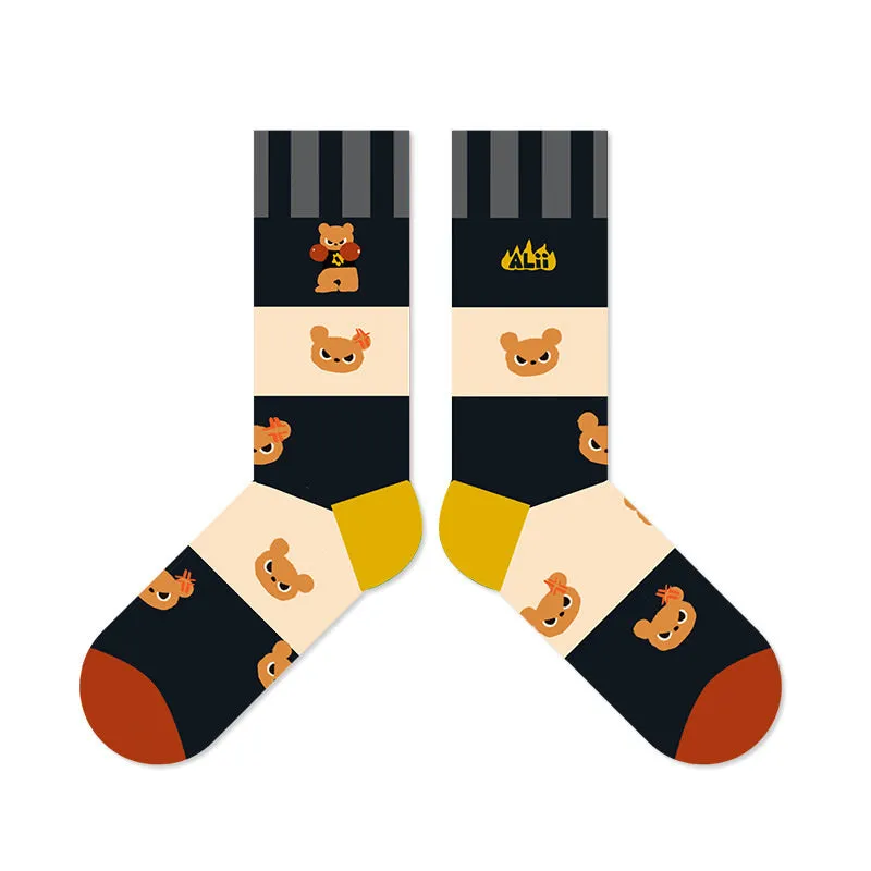 Beligogo 4 Stylish & Comfy Bear Crew Socks for Youth