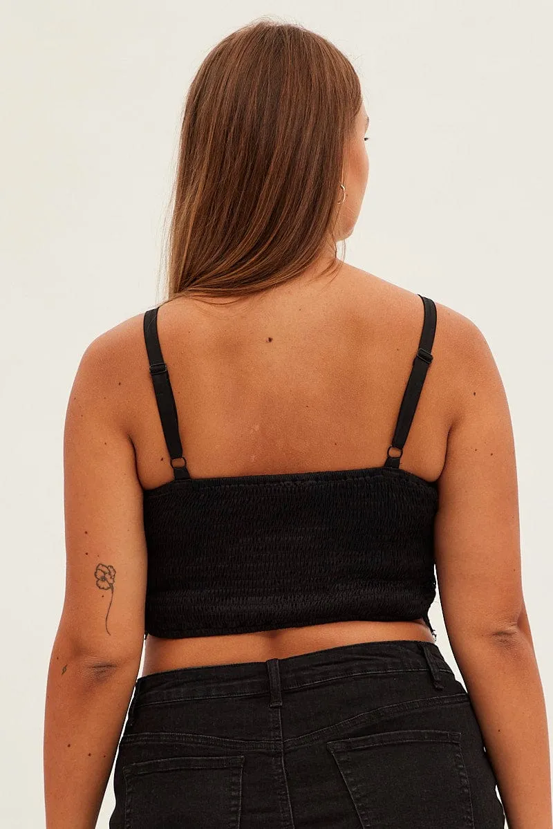 Black Crop Top Sleeveless Lace