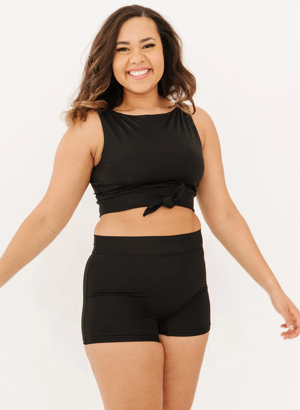 Black Knotted Crop Top