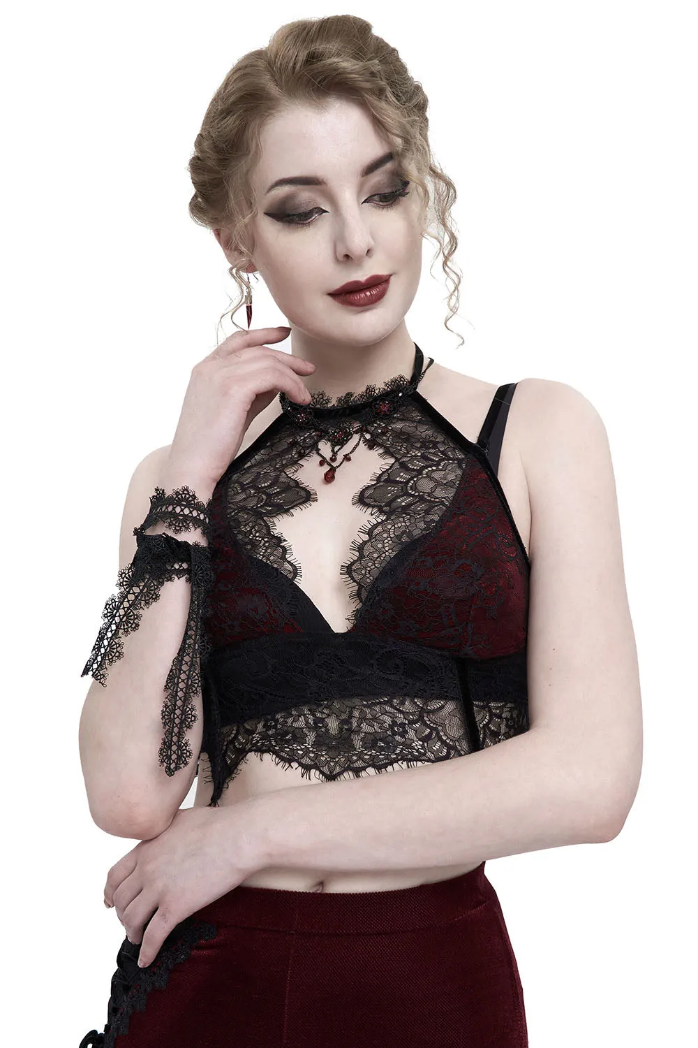 Blooddrop Velvet Crop Top