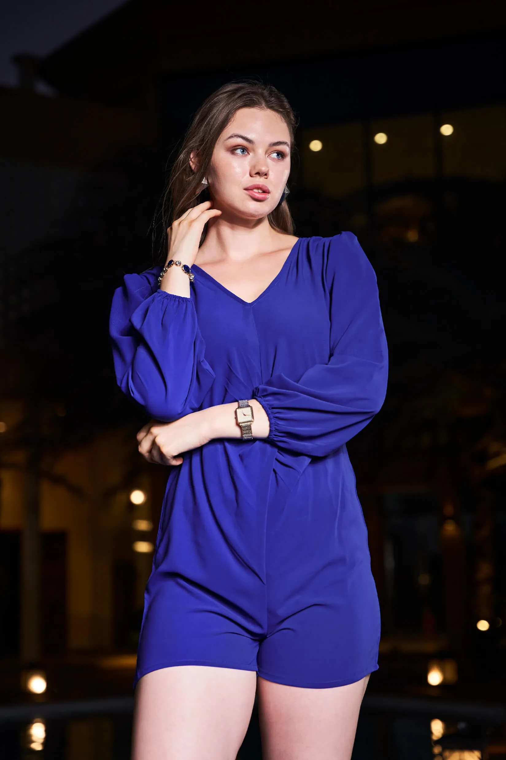 Blue Front Knot Jumpsuit