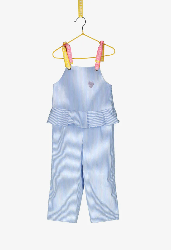 Blue Stripes Jumpsuit With Contrast Tape