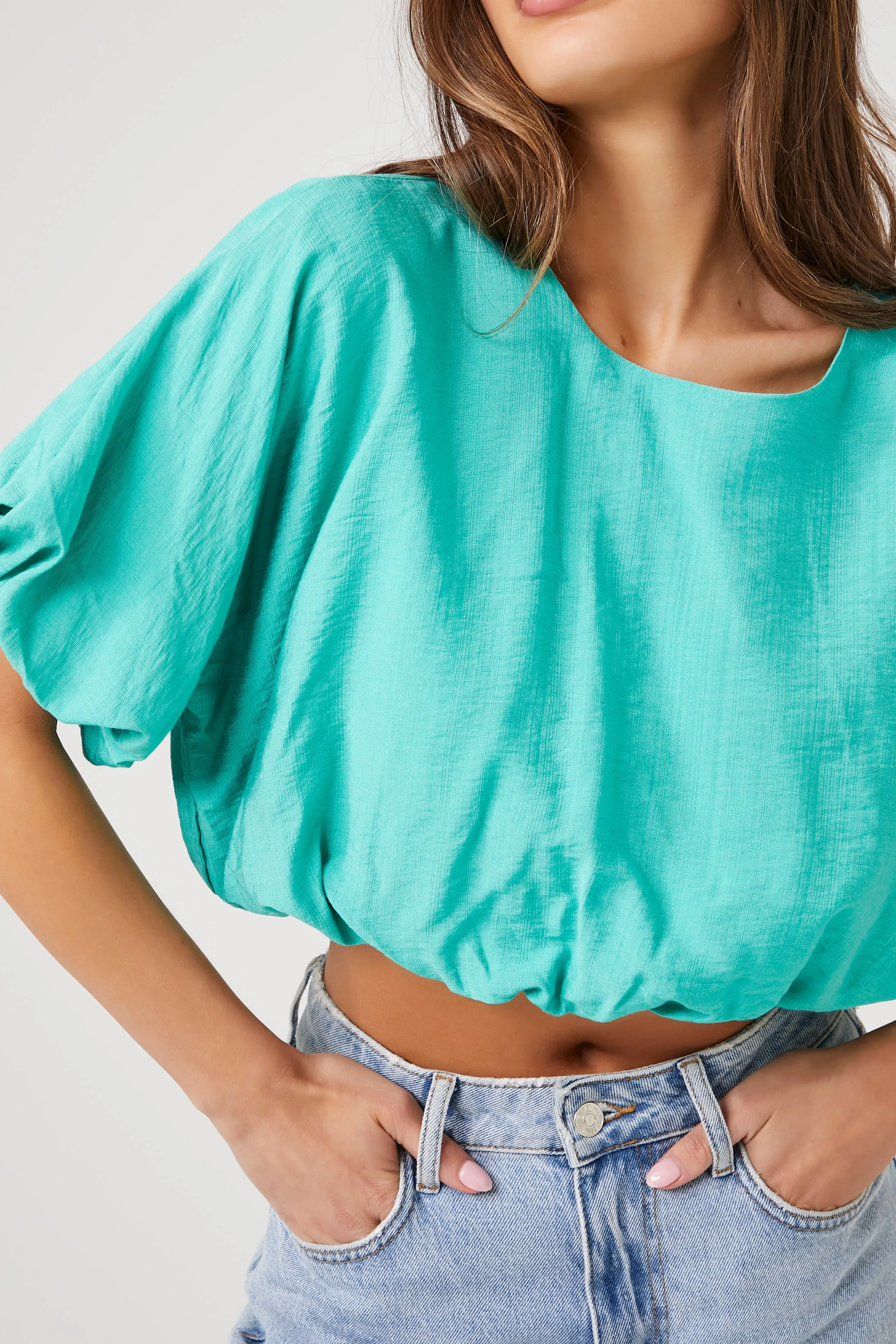 Bubble-Hem Crop Top