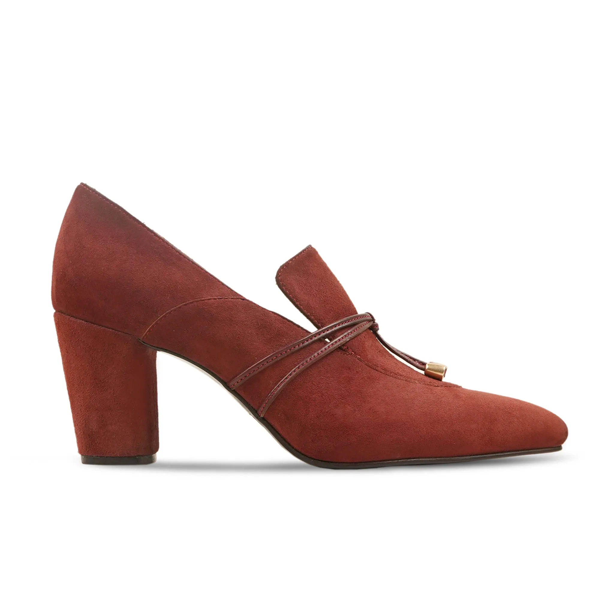 Burbank - Ladies Oxblood Kid Suede Heels