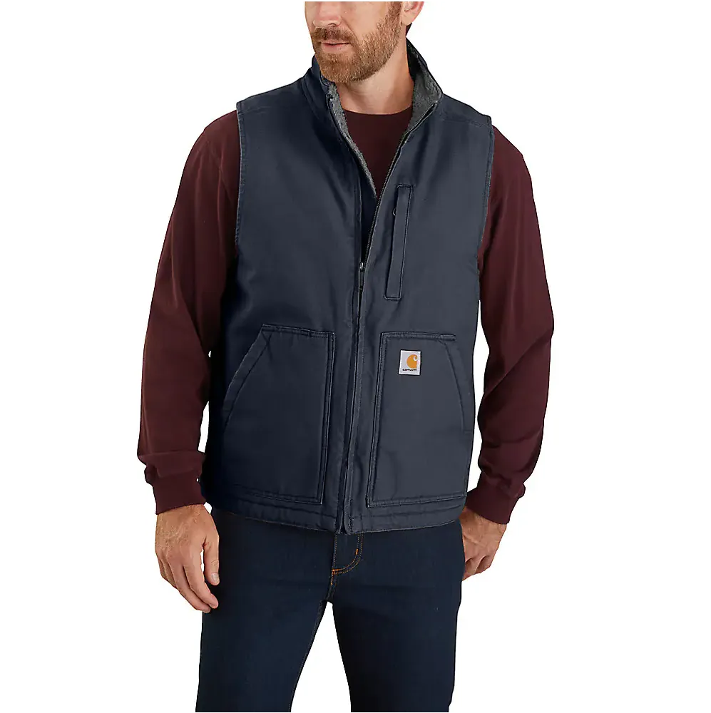 Carhartt Men's Loose Fit Washed Duck Sherpa-Lined Mock-Neck Vest