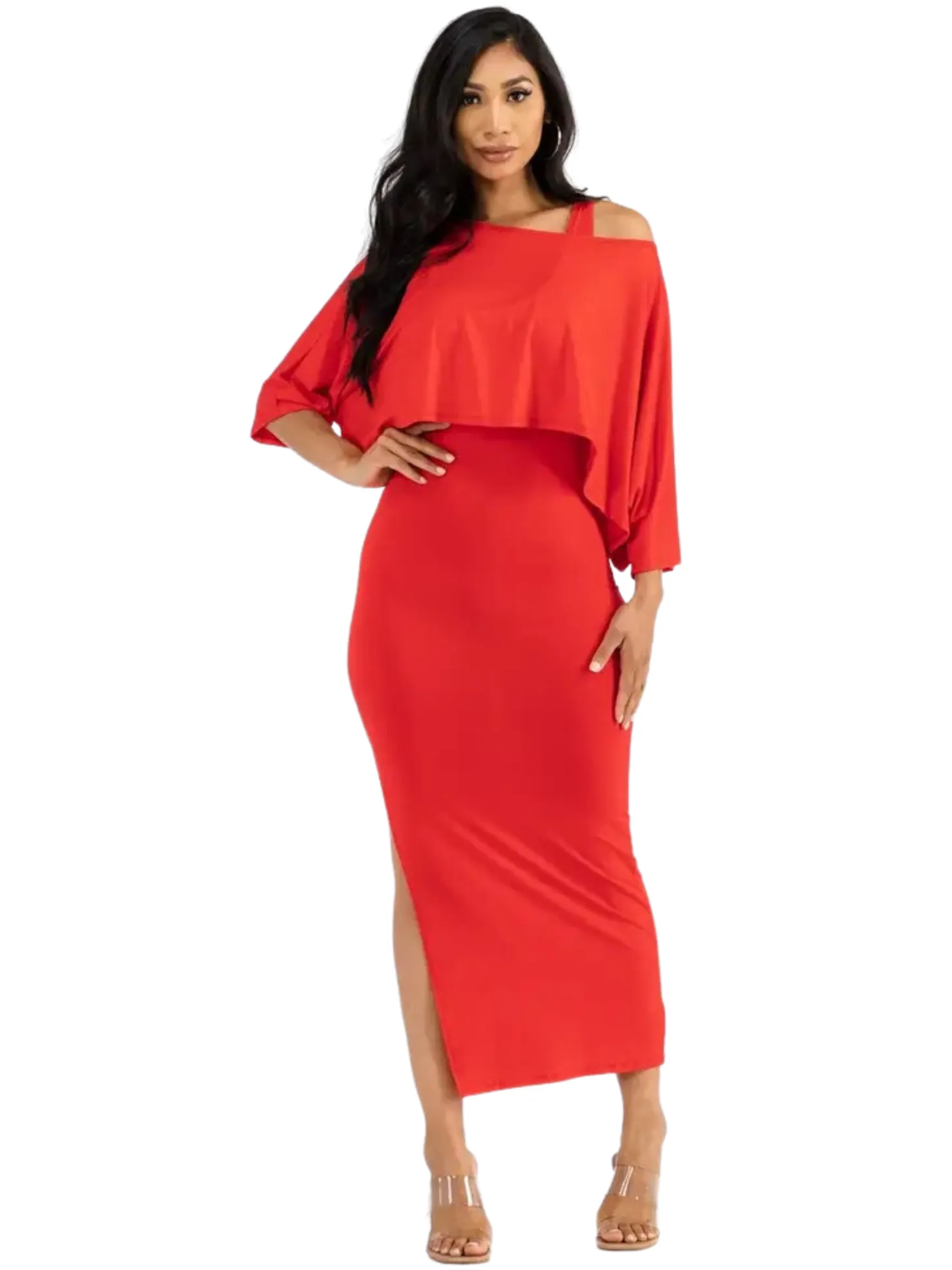 Cayenne Red Double Layer Maxi Dress