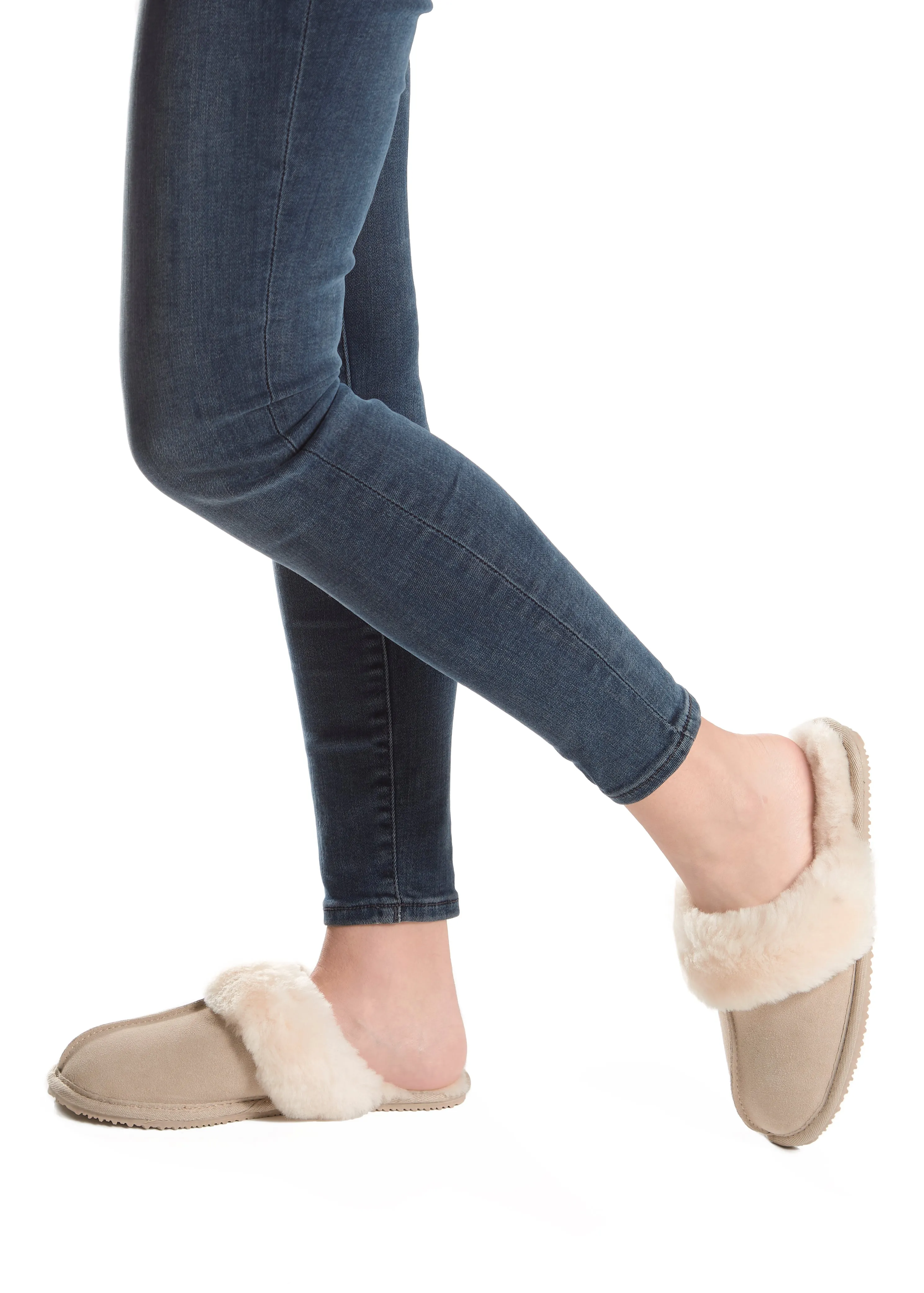 Classic Beige Luxury Sheepskin Slippers