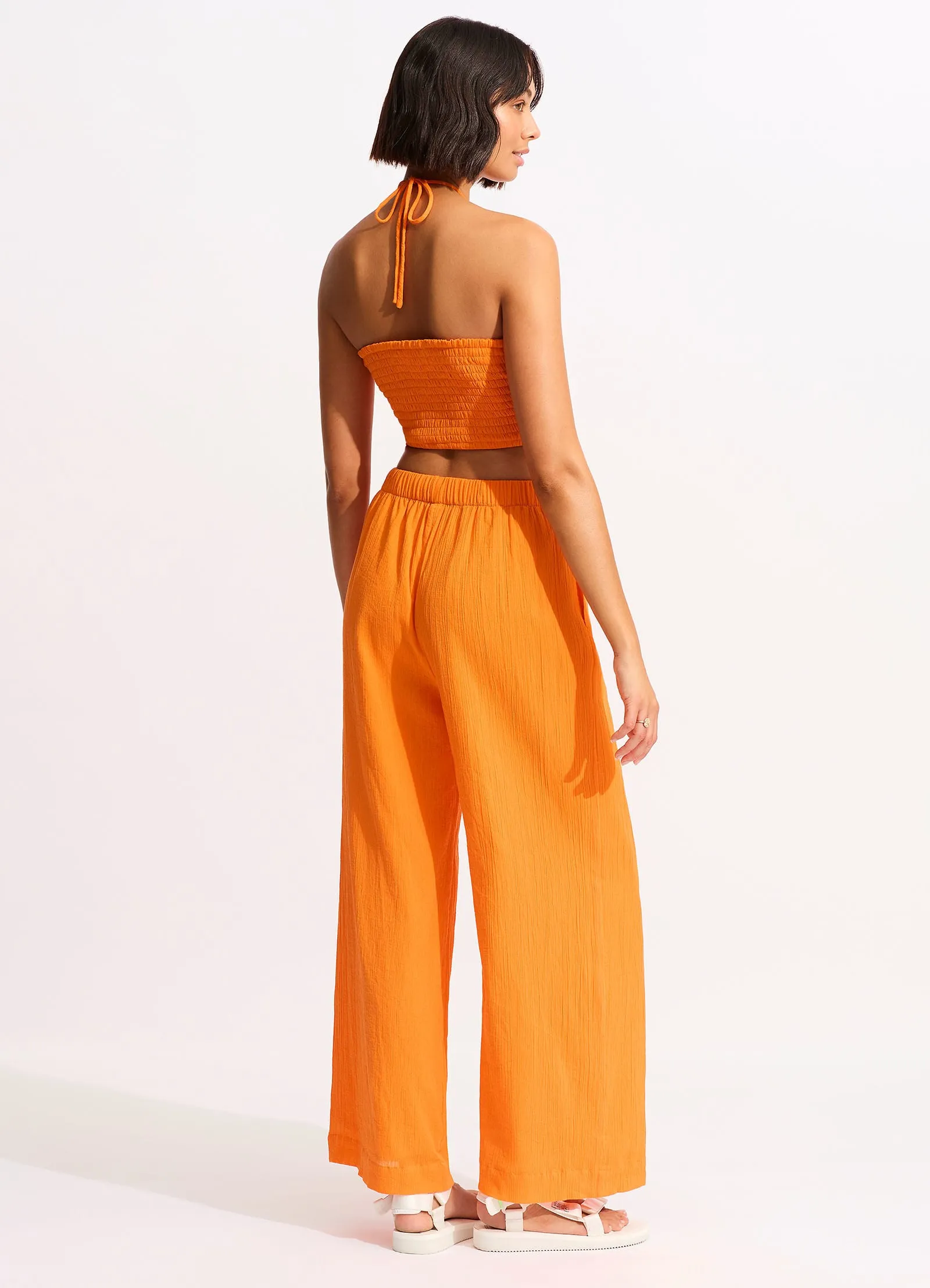 Crinkle Crop Top - Mandarin