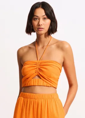 Crinkle Crop Top - Mandarin