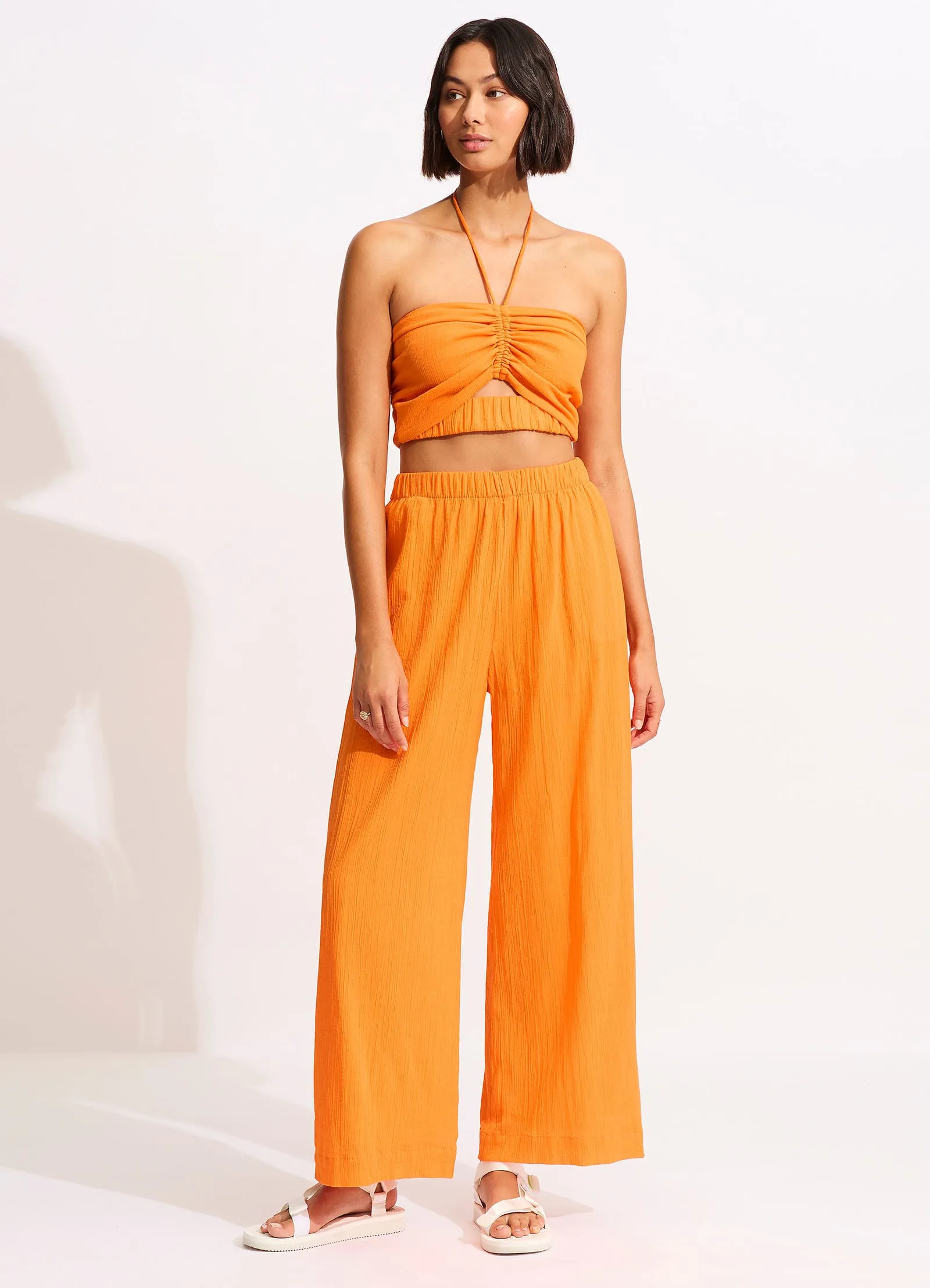 Crinkle Crop Top - Mandarin