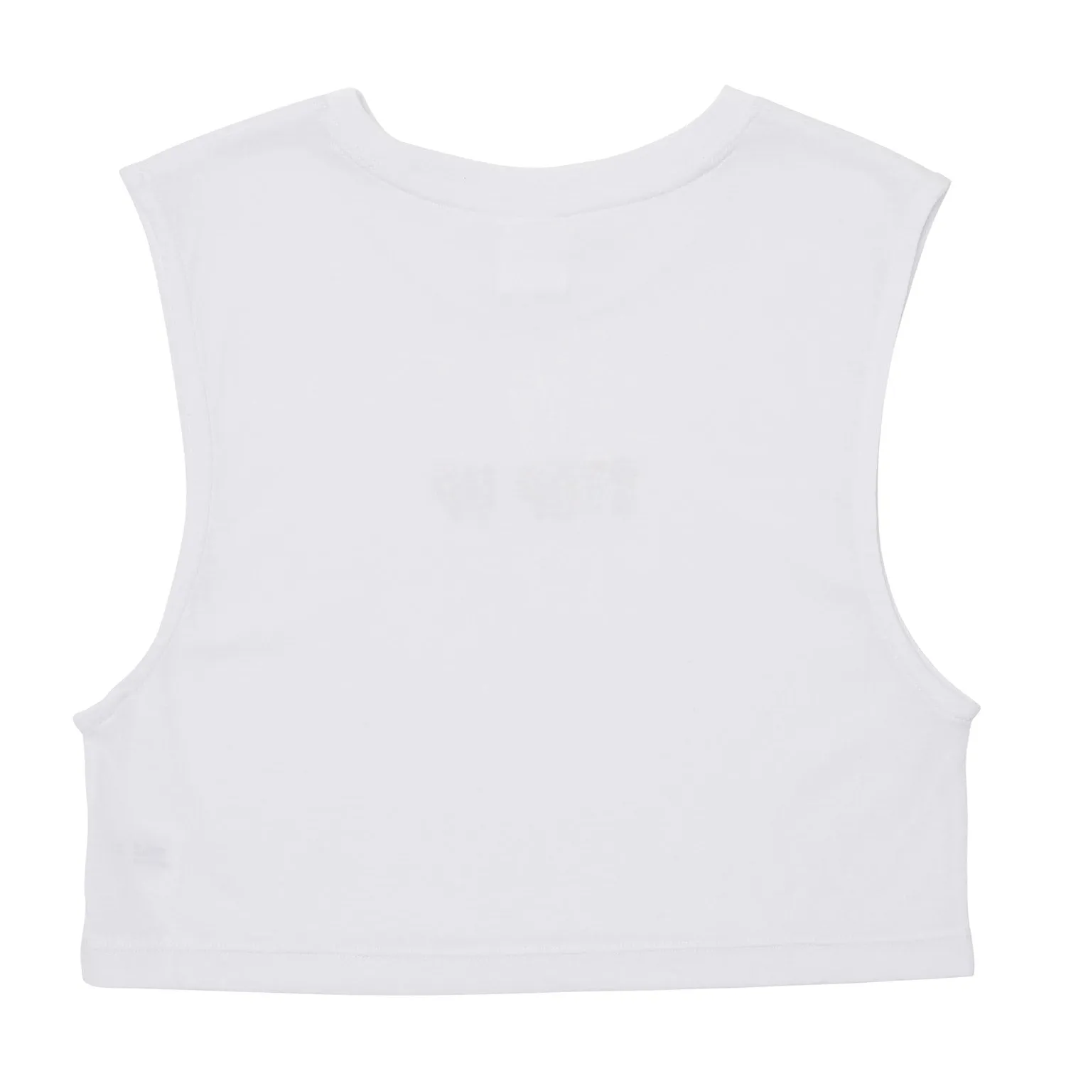 Crop Tank in White with 'Step Up' Print