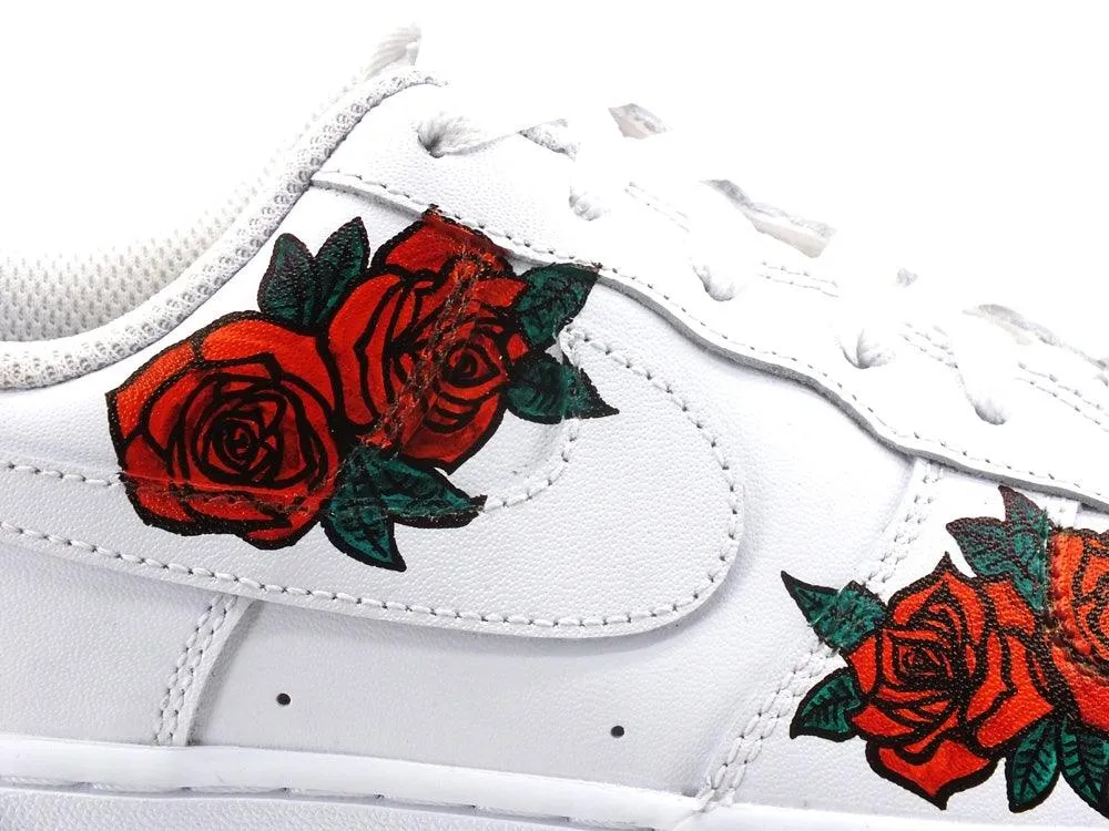 CUSTOM / NIKE Air Force 1 GS AF1 Sneaker Roses