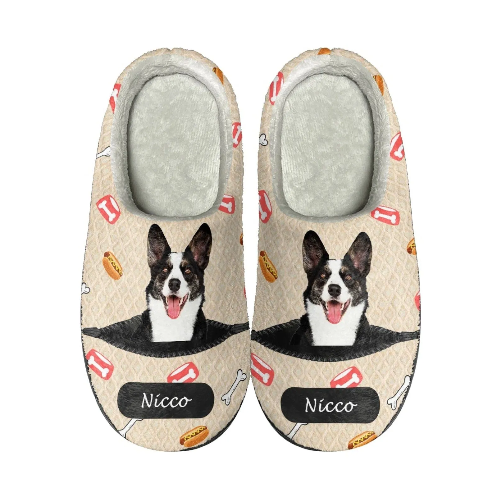 Custom Pet Face&Name Cotton Slippers for Adult&Kids Personalized Non-Slip Slippers Warm House Shoes