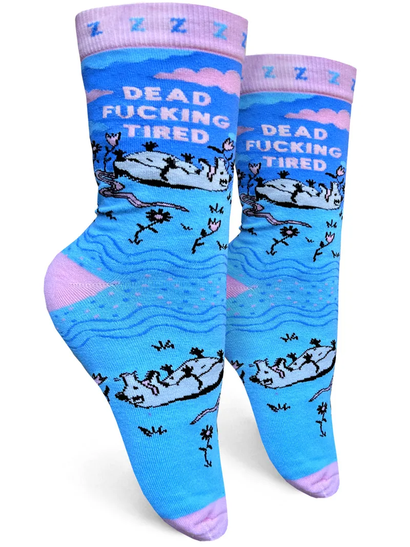 Dead Fucking Tired Womens Crew Socks