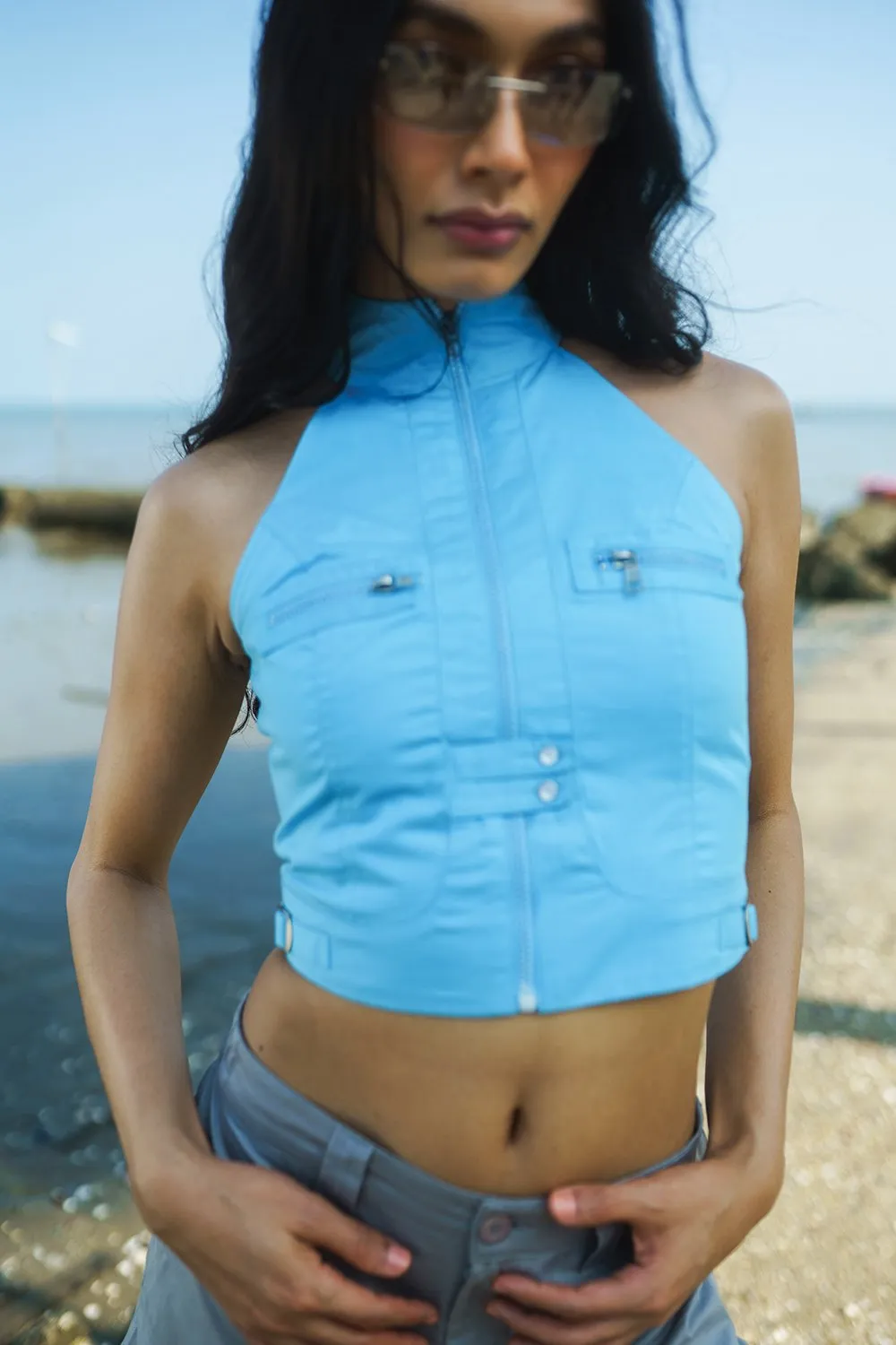 Deep Blue Utility Crop Top