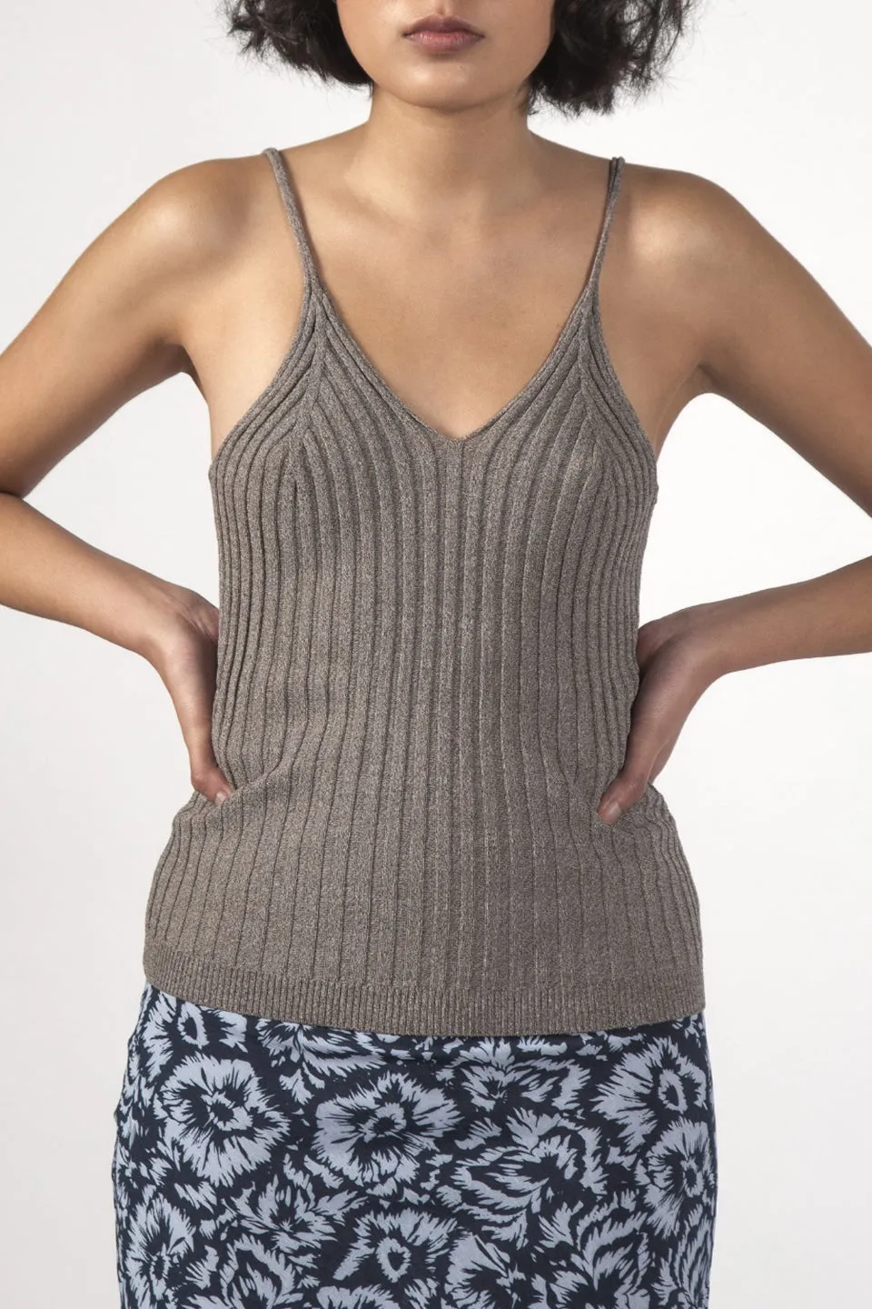 Eva Grey Marle Strappy Knit Tank