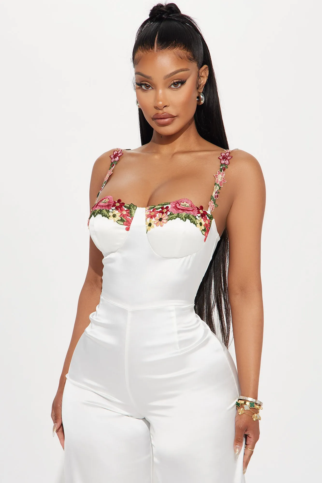 Evelyn Satin Jumpsuit - White