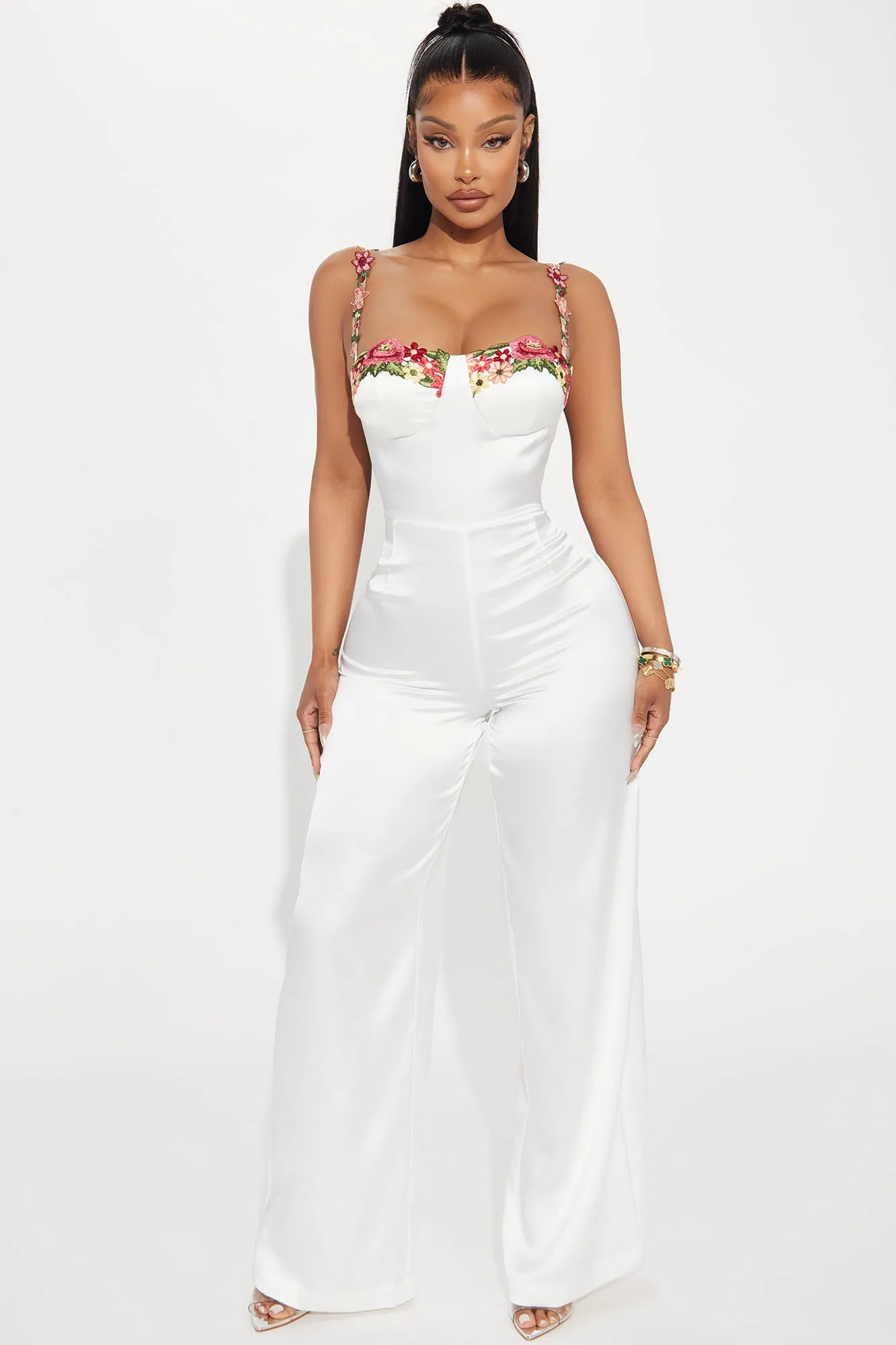 Evelyn Satin Jumpsuit - White