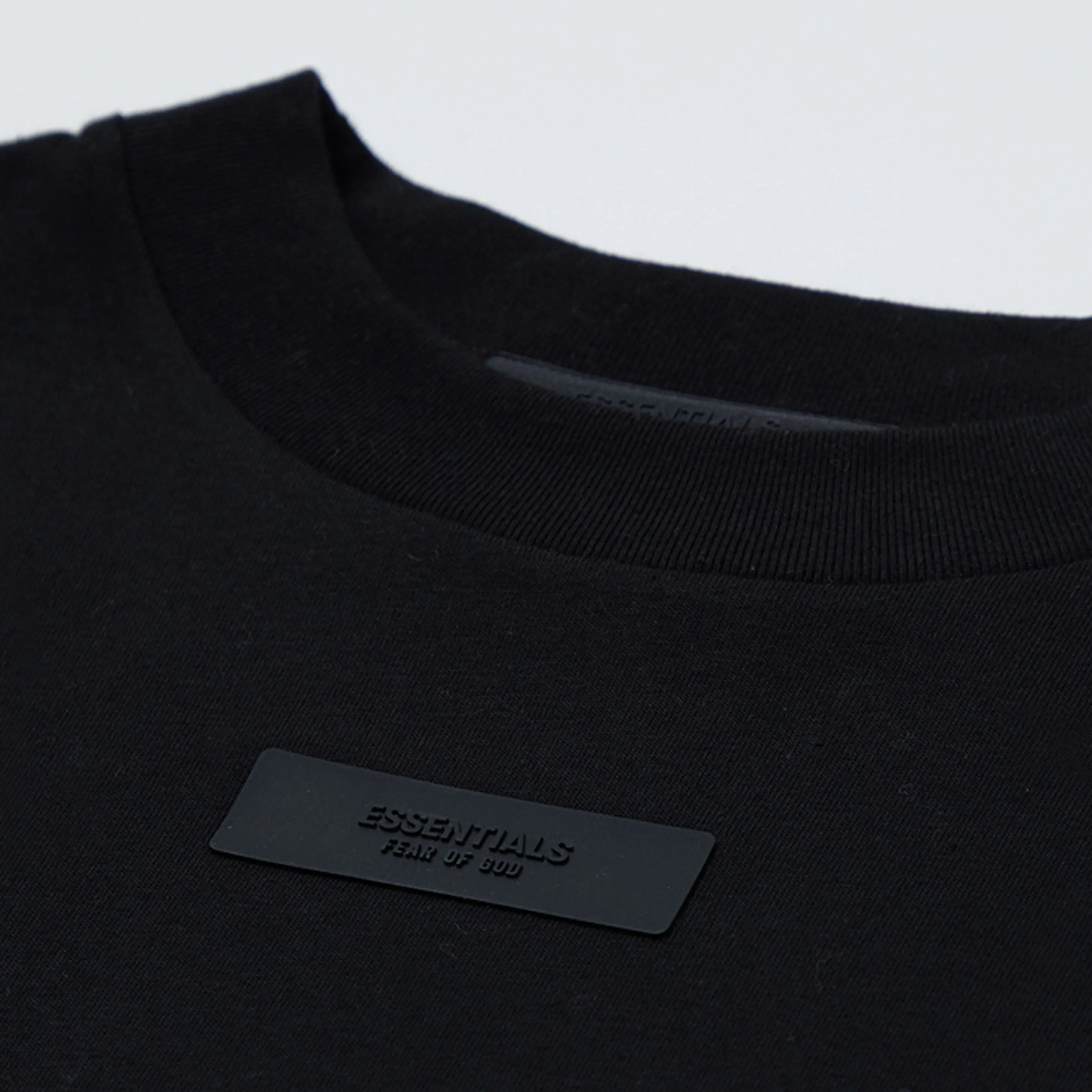 Fear of God Essentials Applique Box Logo Drop Shoulder Tee Black (Oversized)