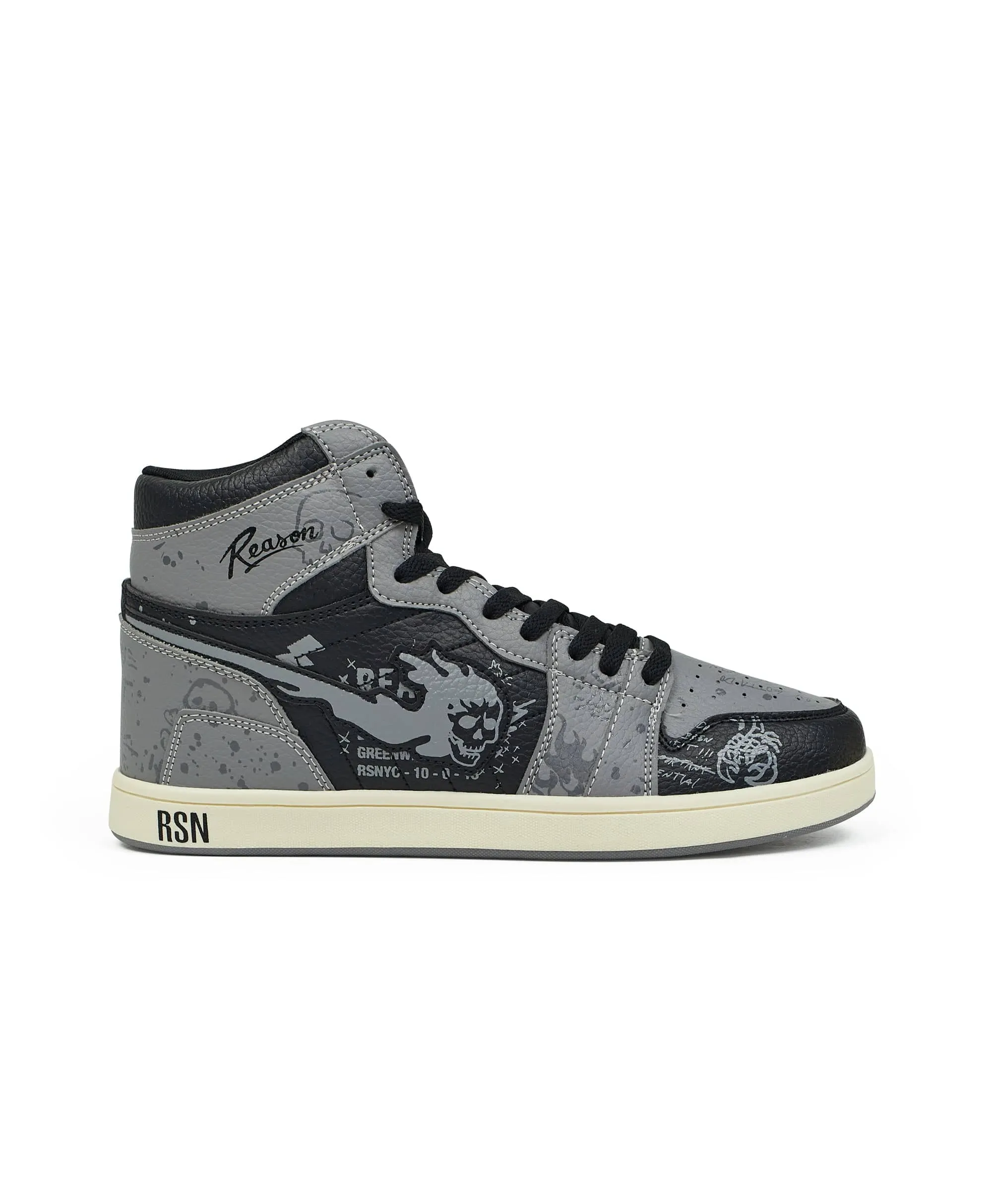 Flaming Skull Sneakers - Grey