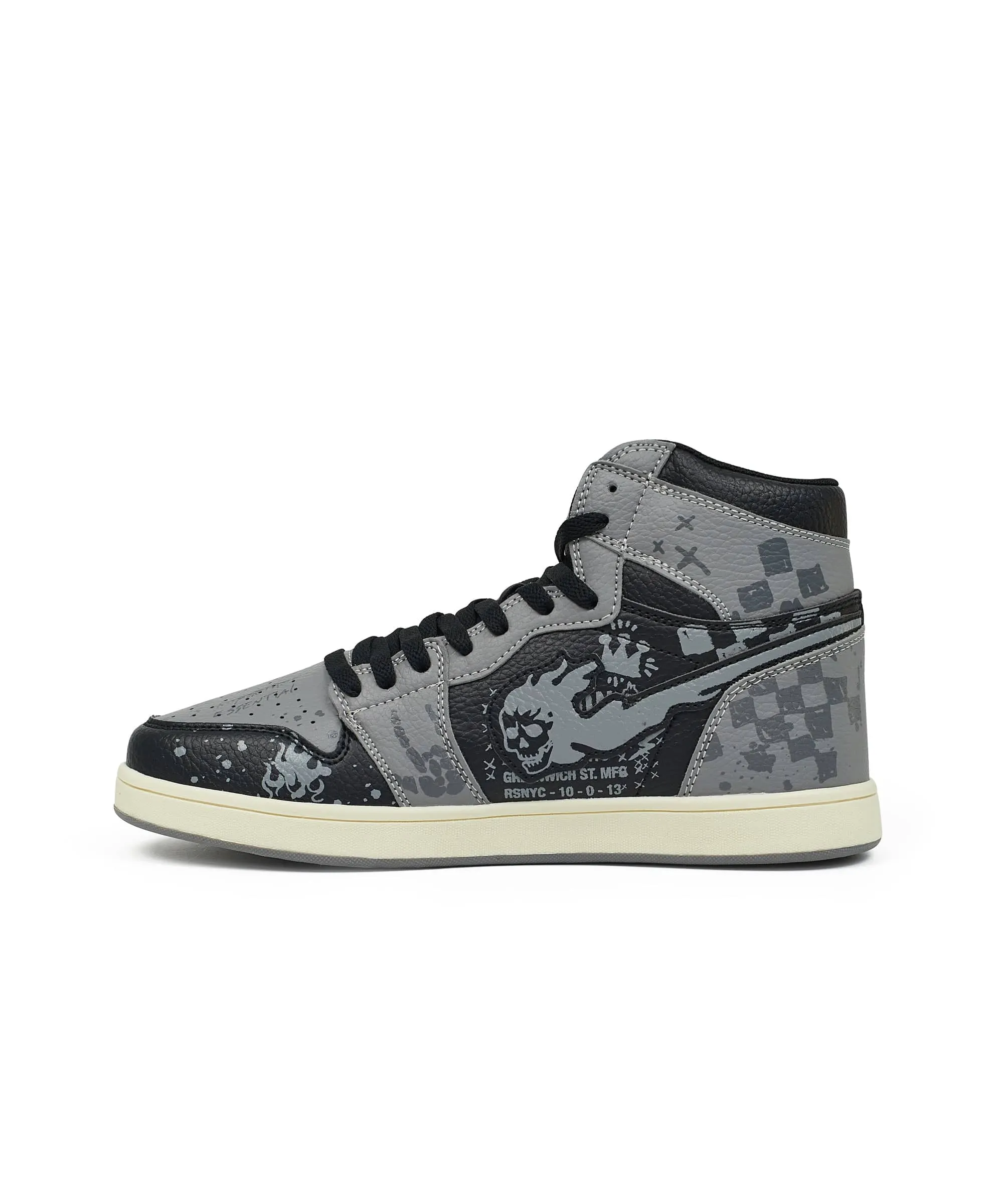 Flaming Skull Sneakers - Grey