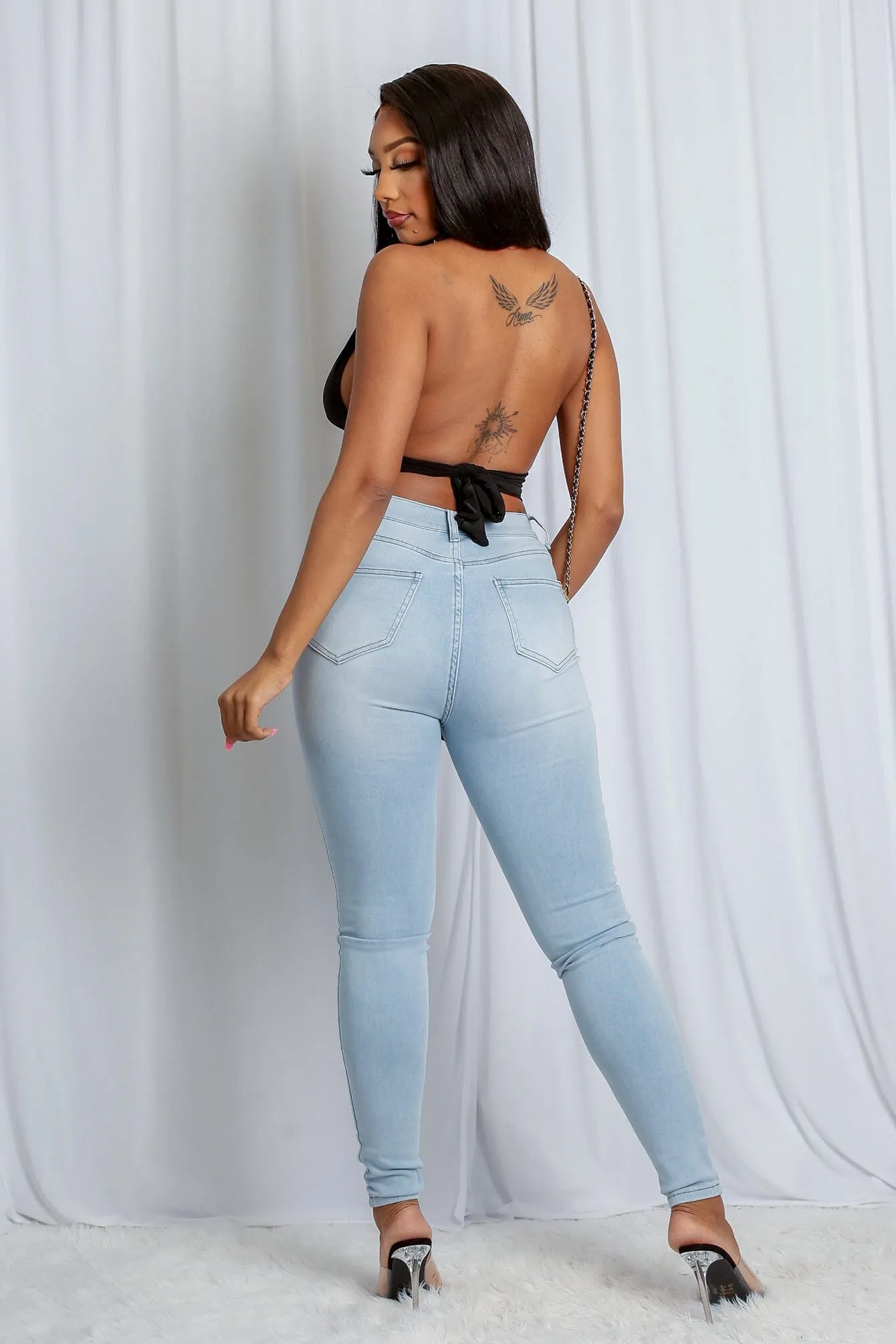 Flirty Halter Neck Deep Back Tie Crop Top