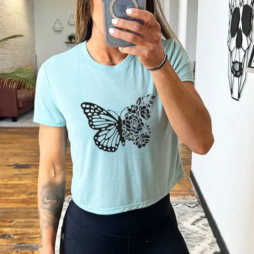 Floral Butterfly Cropped Tee