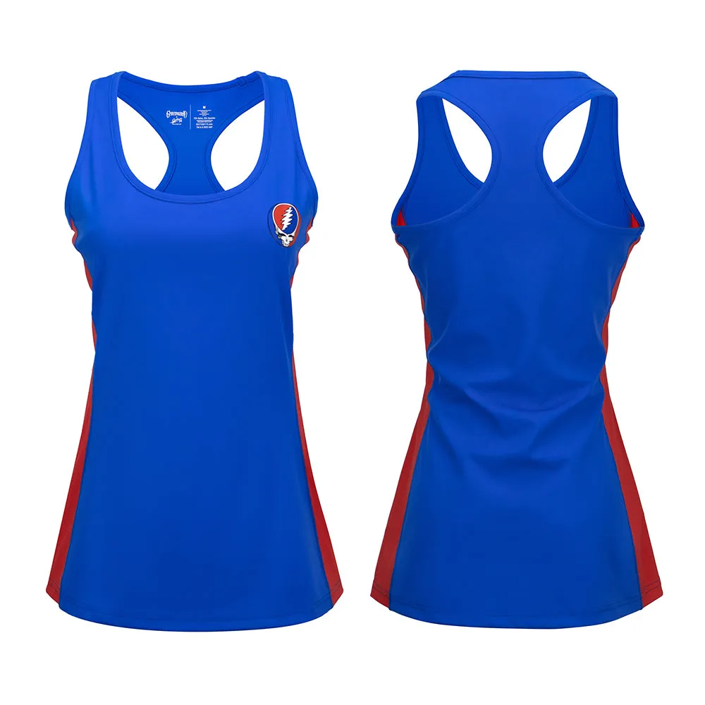 Grateful Dead | Racer Back Tank Top | Stealie On Red And Blue