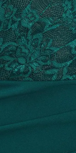 Green Bardot Lace Fishtail Gown