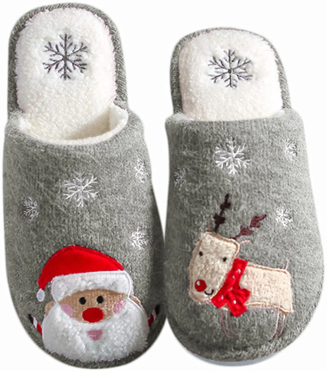 Haute Edition Women's Holiday Christmas Scuff Slide On Slippers