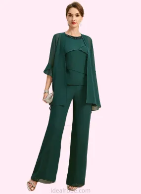 Hillary Jumpsuit/Pantsuit Separates Scoop Floor-Length Chiffon Mother of the Bride Dress With Beading Sequins STKP0021913