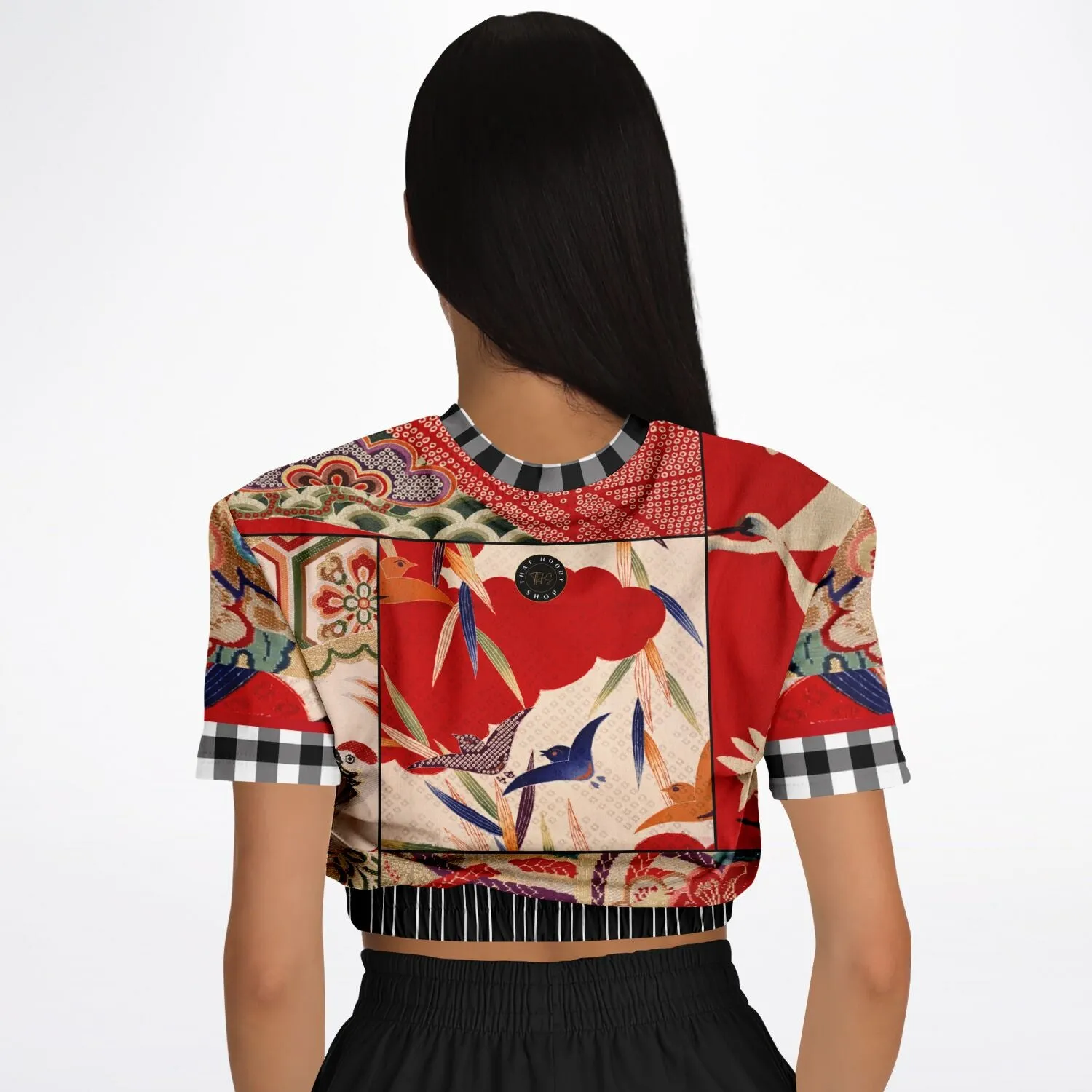 I Am Geisha Short Sleeve Cropped Eco-Poly Sweater