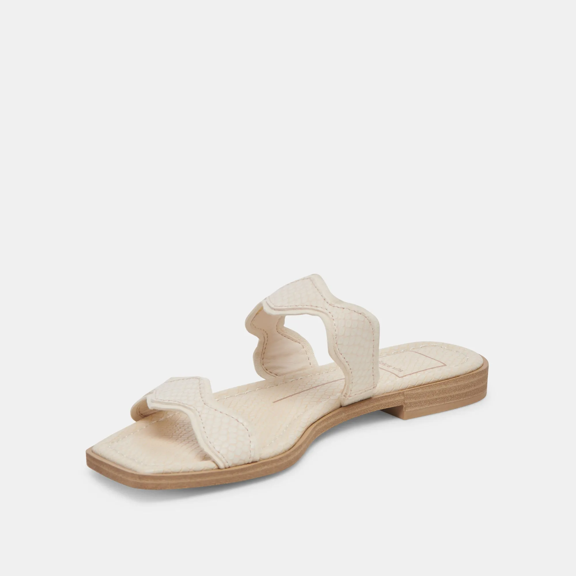 ILVA SANDALS CREME EMBOSSED LEATHER