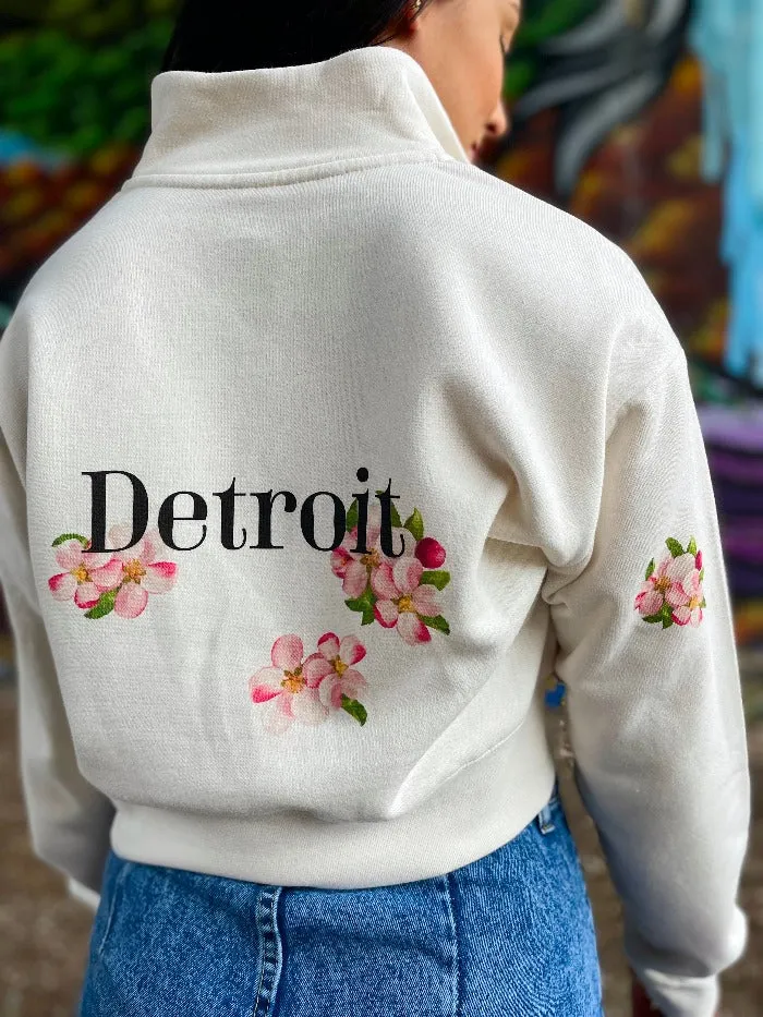 Ink Detroit Apple Blossom 1/2 Zip Crop sweatshirt