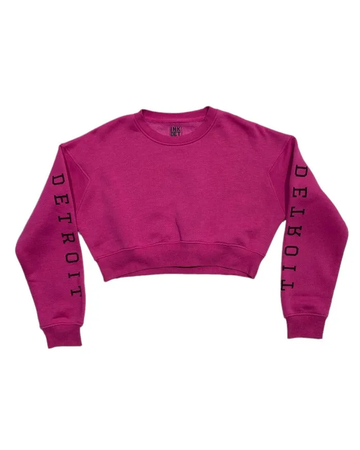 Ink Detroit - Fleece Cropped Pullover - Royal Pink