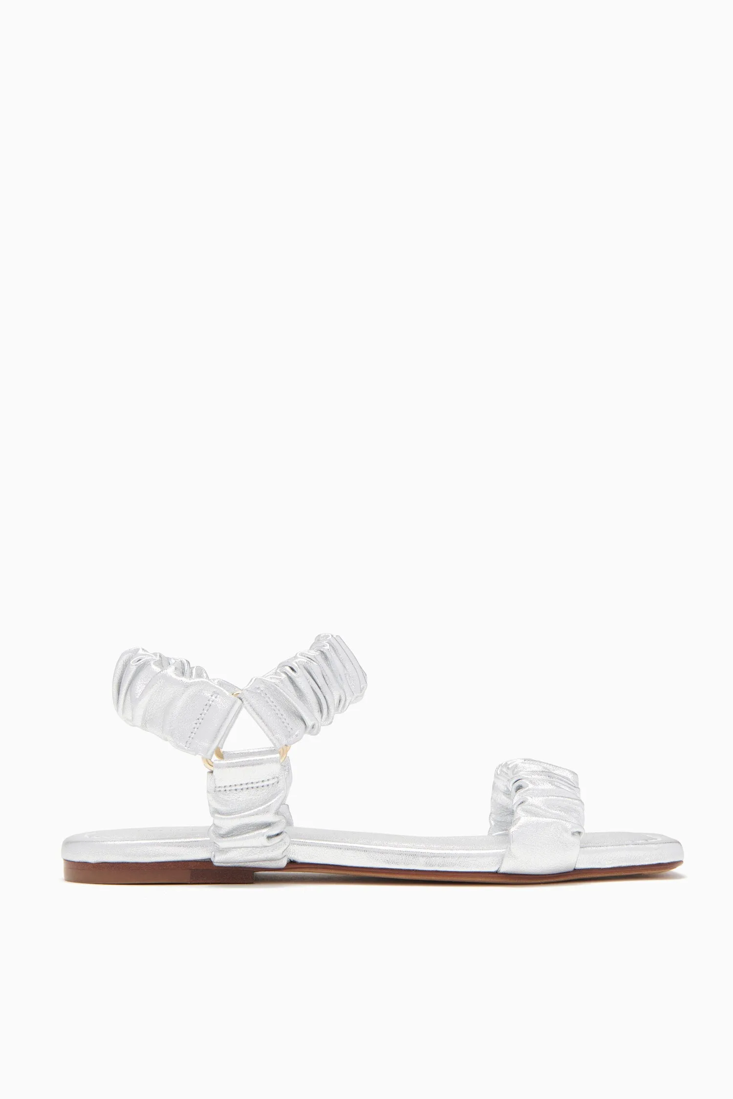 Isabella Ruched Flat Sandal - Silver