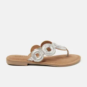 Juliet Leren Dames Slippers Silver