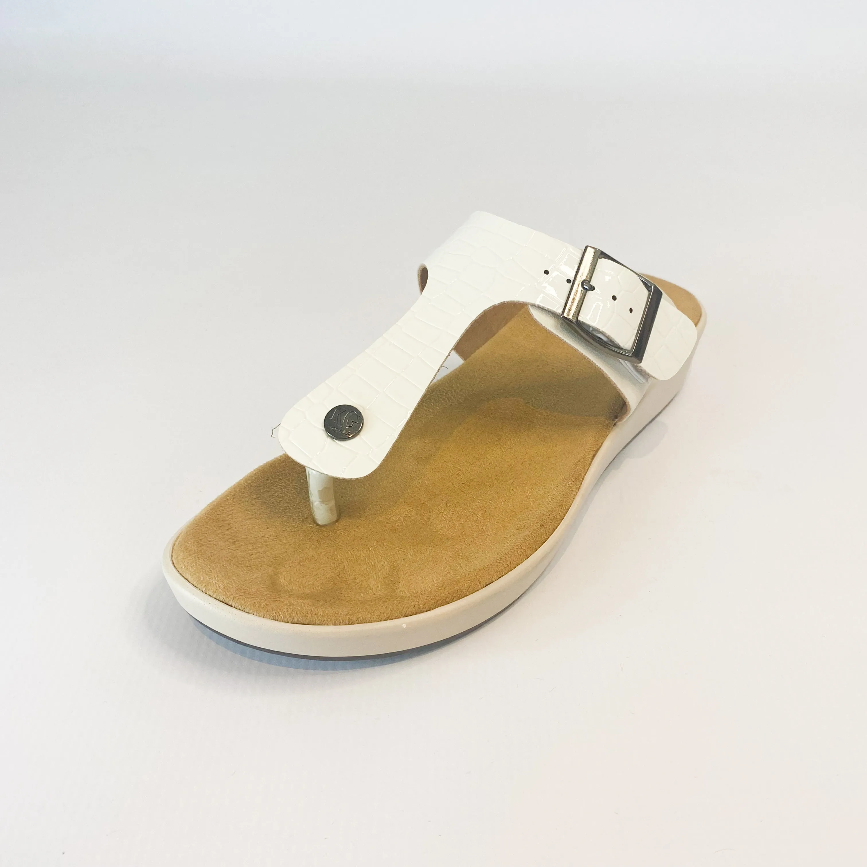 KG white buckle thong sandal