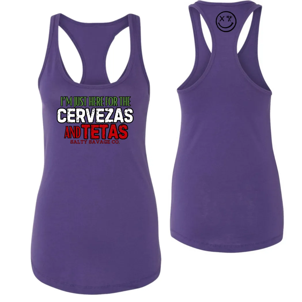 Ladies "CERVEZAS AND TETAS" Racerback Tank | Cinco De Mayo Edition V2