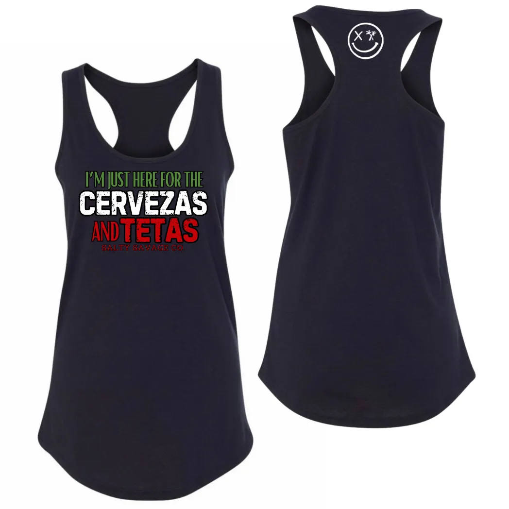 Ladies "CERVEZAS AND TETAS" Racerback Tank | Cinco De Mayo Edition V2