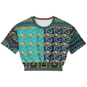 Many Blessings Horus Eye Short Sleeve Cropped Eco-Poly Sweater