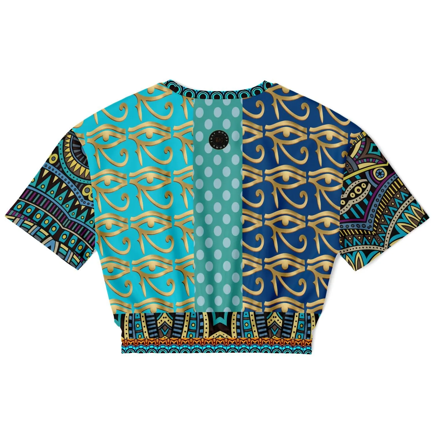 Many Blessings Horus Eye Short Sleeve Cropped Eco-Poly Sweater