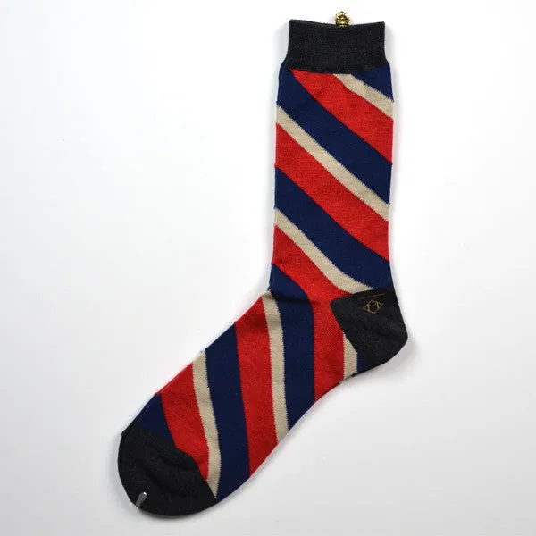 Marcomonde - Striped Socks Wool - Navy / White / Red