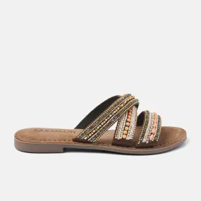 Marlin Leren Dames Slippers Brown