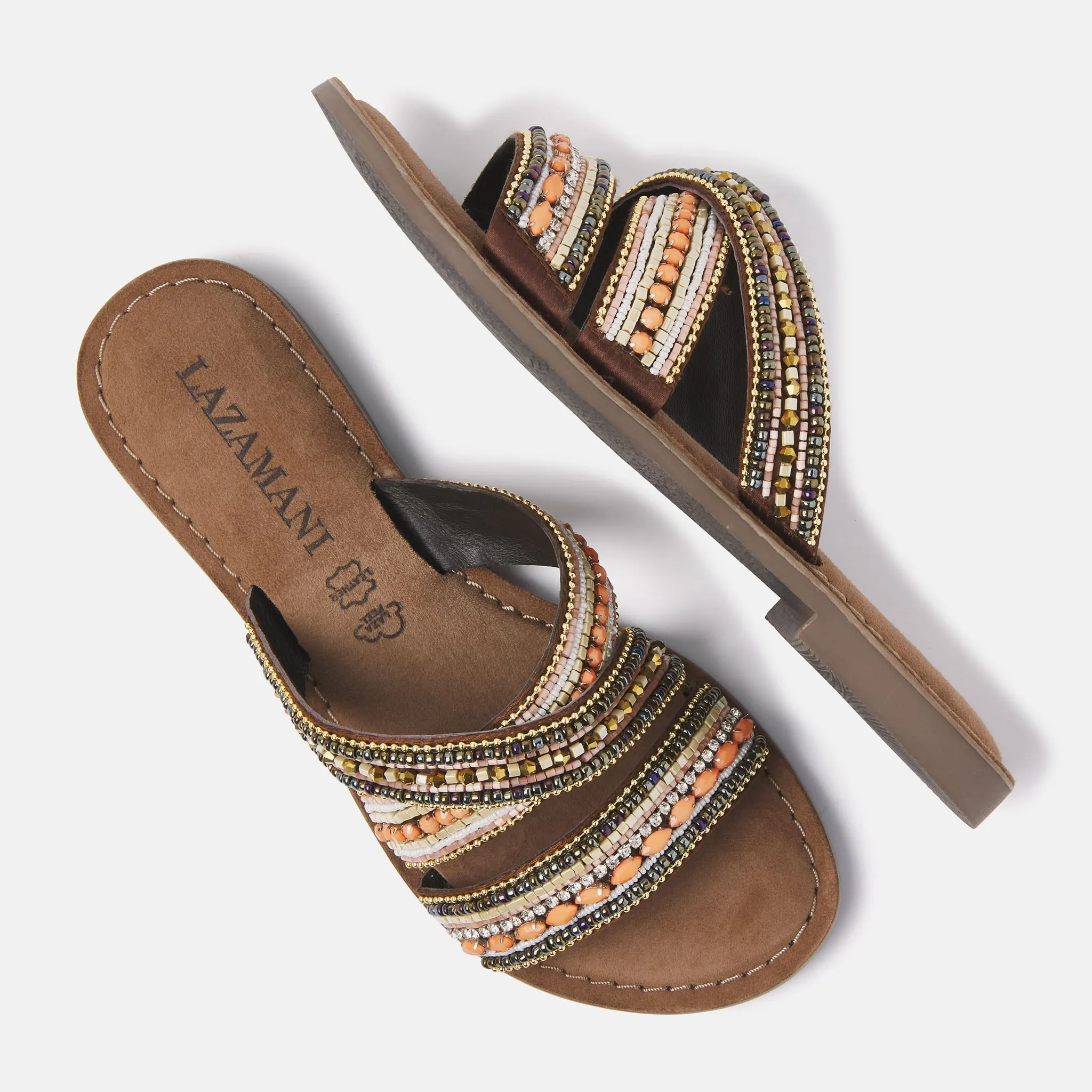 Marlin Leren Dames Slippers Brown